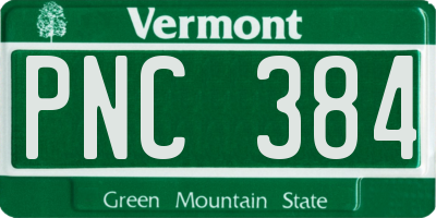 VT license plate PNC384