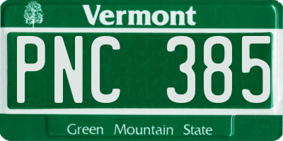 VT license plate PNC385