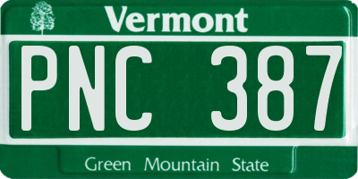 VT license plate PNC387
