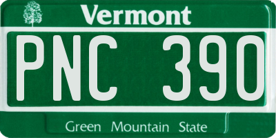 VT license plate PNC390