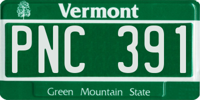 VT license plate PNC391