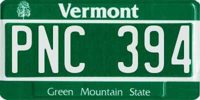 VT license plate PNC394