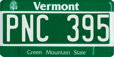 VT license plate PNC395