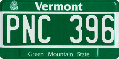 VT license plate PNC396