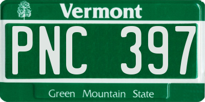 VT license plate PNC397