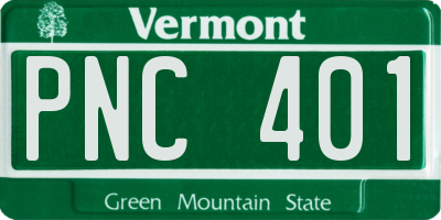 VT license plate PNC401