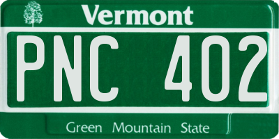 VT license plate PNC402
