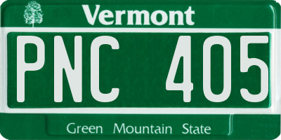 VT license plate PNC405