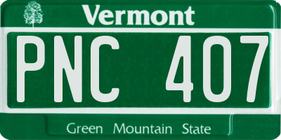 VT license plate PNC407