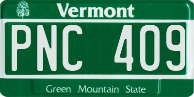 VT license plate PNC409