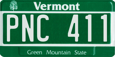 VT license plate PNC411