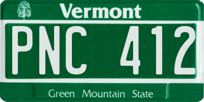 VT license plate PNC412