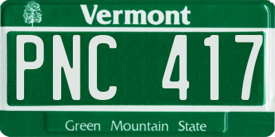 VT license plate PNC417
