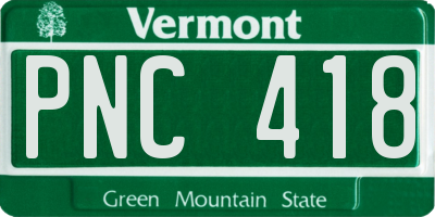 VT license plate PNC418