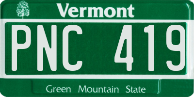VT license plate PNC419