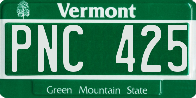 VT license plate PNC425