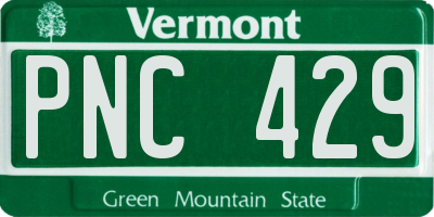 VT license plate PNC429