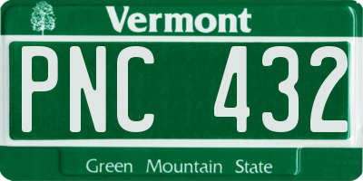 VT license plate PNC432