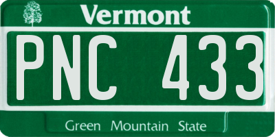 VT license plate PNC433