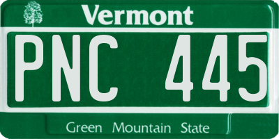 VT license plate PNC445
