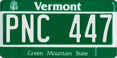 VT license plate PNC447