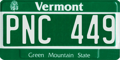 VT license plate PNC449