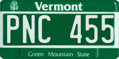 VT license plate PNC455