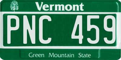 VT license plate PNC459