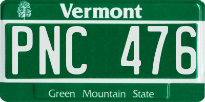 VT license plate PNC476