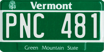VT license plate PNC481