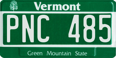 VT license plate PNC485