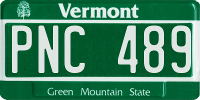 VT license plate PNC489