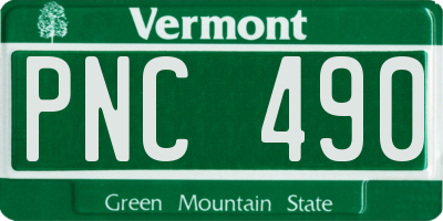 VT license plate PNC490
