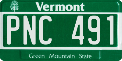 VT license plate PNC491