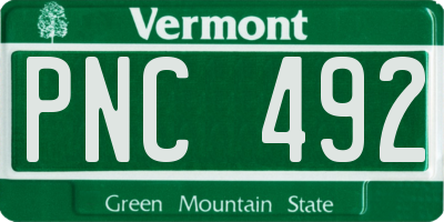 VT license plate PNC492