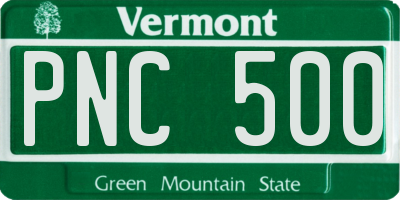 VT license plate PNC500