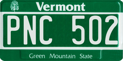 VT license plate PNC502