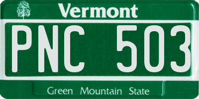 VT license plate PNC503