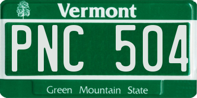 VT license plate PNC504
