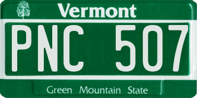 VT license plate PNC507