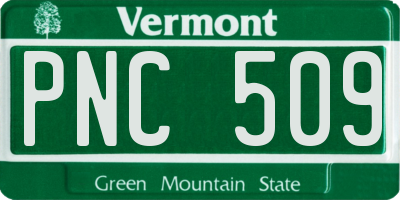 VT license plate PNC509