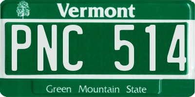 VT license plate PNC514