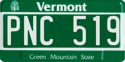VT license plate PNC519