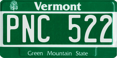 VT license plate PNC522