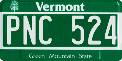 VT license plate PNC524