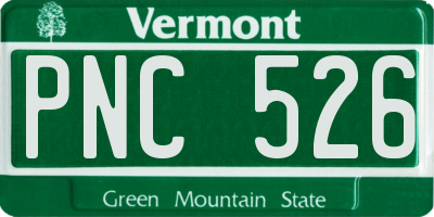 VT license plate PNC526