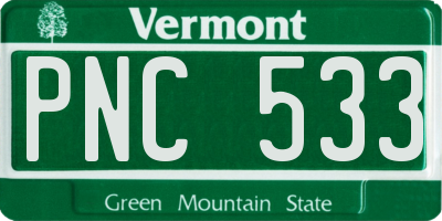 VT license plate PNC533