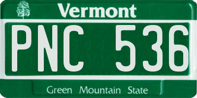 VT license plate PNC536