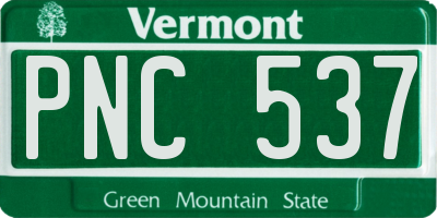 VT license plate PNC537