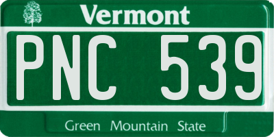 VT license plate PNC539